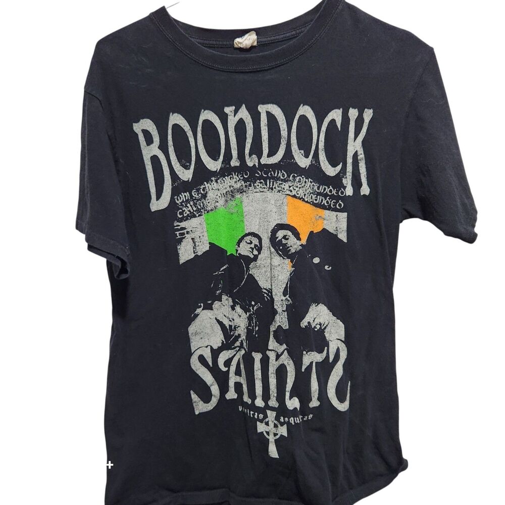 Boondock Saints Graphic Tee M Black Movie Shirt Irish Flag Cult Film Grunge